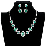 Oval Stone Accented Rhinestone Trimmed Necklace by Madeline Love