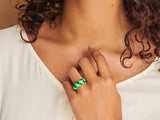 Emerald Green Croissant Ring by Little Sky Stone