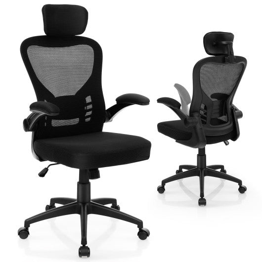 Ergonomic Mesh Office Chair with Adjustable Height for Home Office-Black