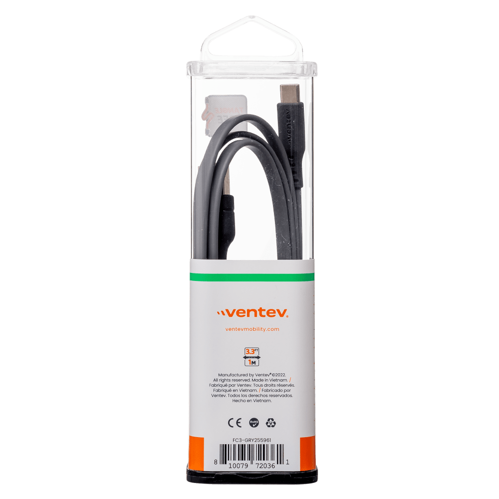 Ventev Chargesync Flat USB A to USB C Cable 3.3ft by Ventev