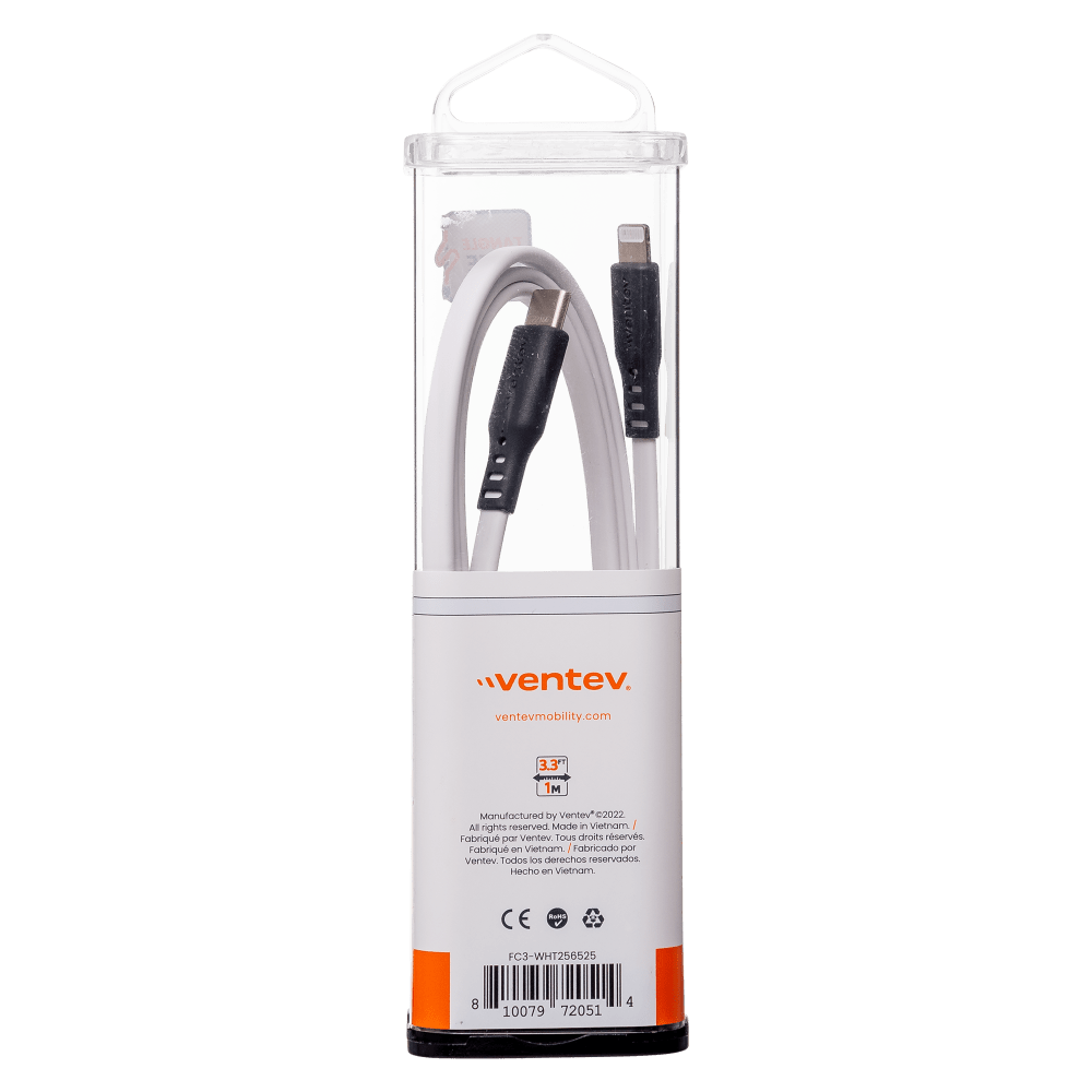 Ventev Chargesync Flat USB C to Apple Lightning Cable 3ft by Ventev