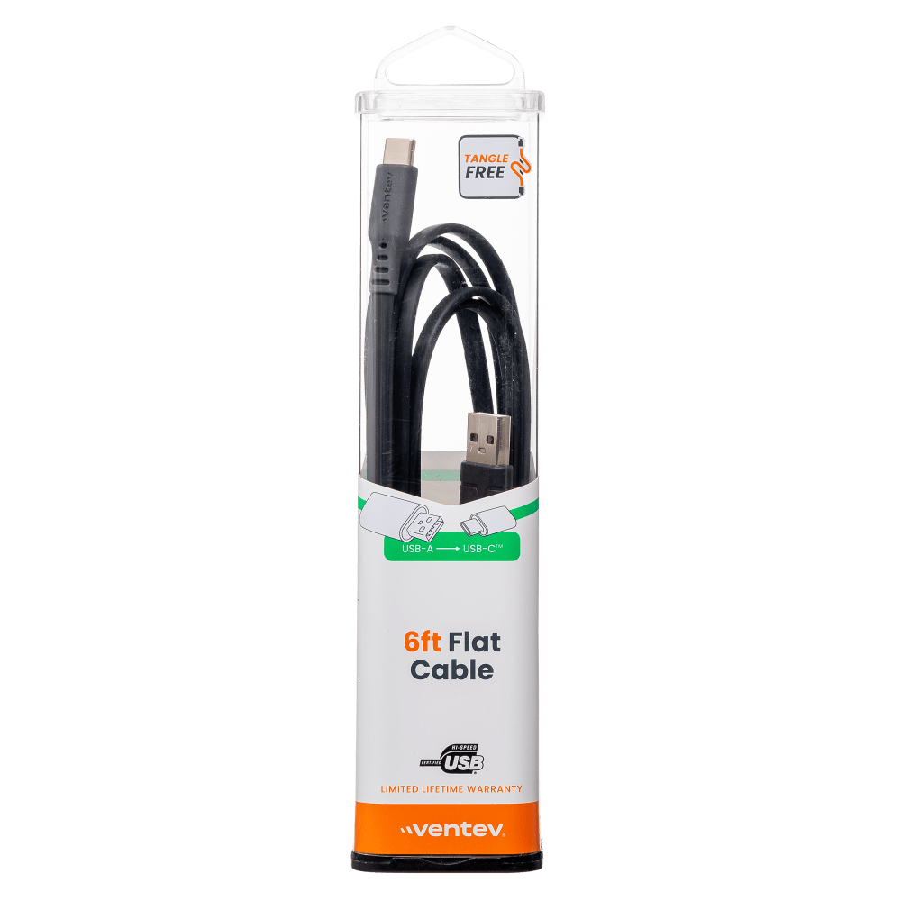 Ventev Chargesync Flat USB A to USB C Cable 6ft by Ventev