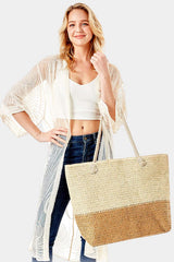 2 Tone Straw Beach Tote by Embellish Your Life