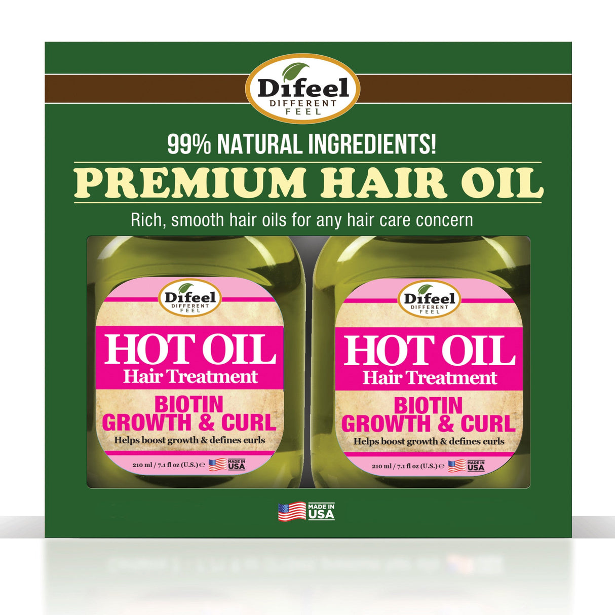 Difeel Biotin Growth and Curl Hot Oil Treatment 7.1 oz. - Deluxe 2-PC Gift Set by difeel - find your natural beauty