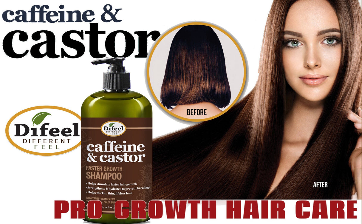 Difeel Caffeine & Castor Shampoo for Faster Hair Growth 12 oz. by difeel - find your natural beauty