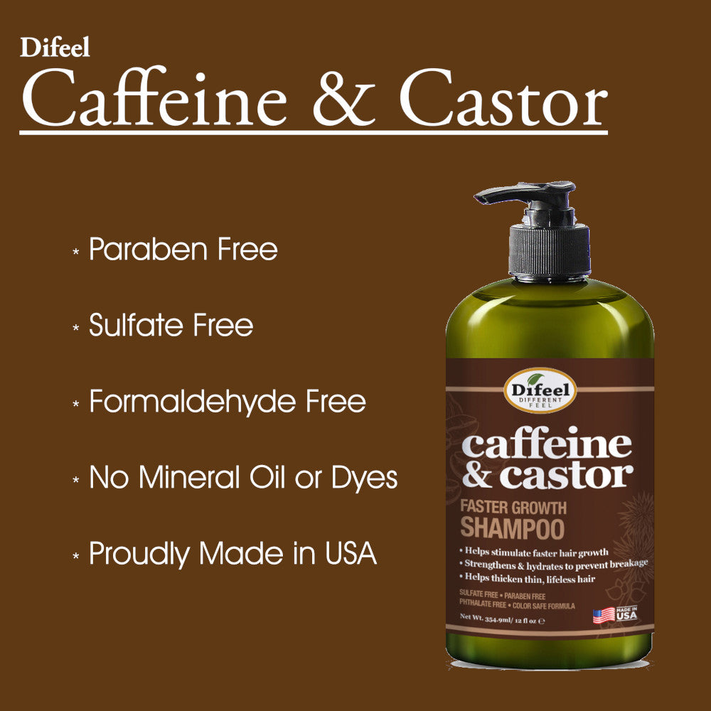 Difeel Caffeine & Castor Shampoo for Faster Hair Growth 12 oz. by difeel - find your natural beauty