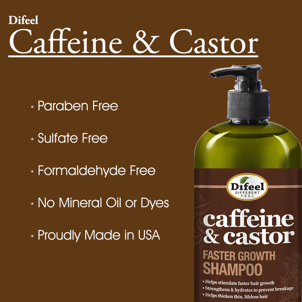 Difeel Caffeine & Castor Shampoo for Faster Hair Growth 33.8 oz. by difeel - find your natural beauty