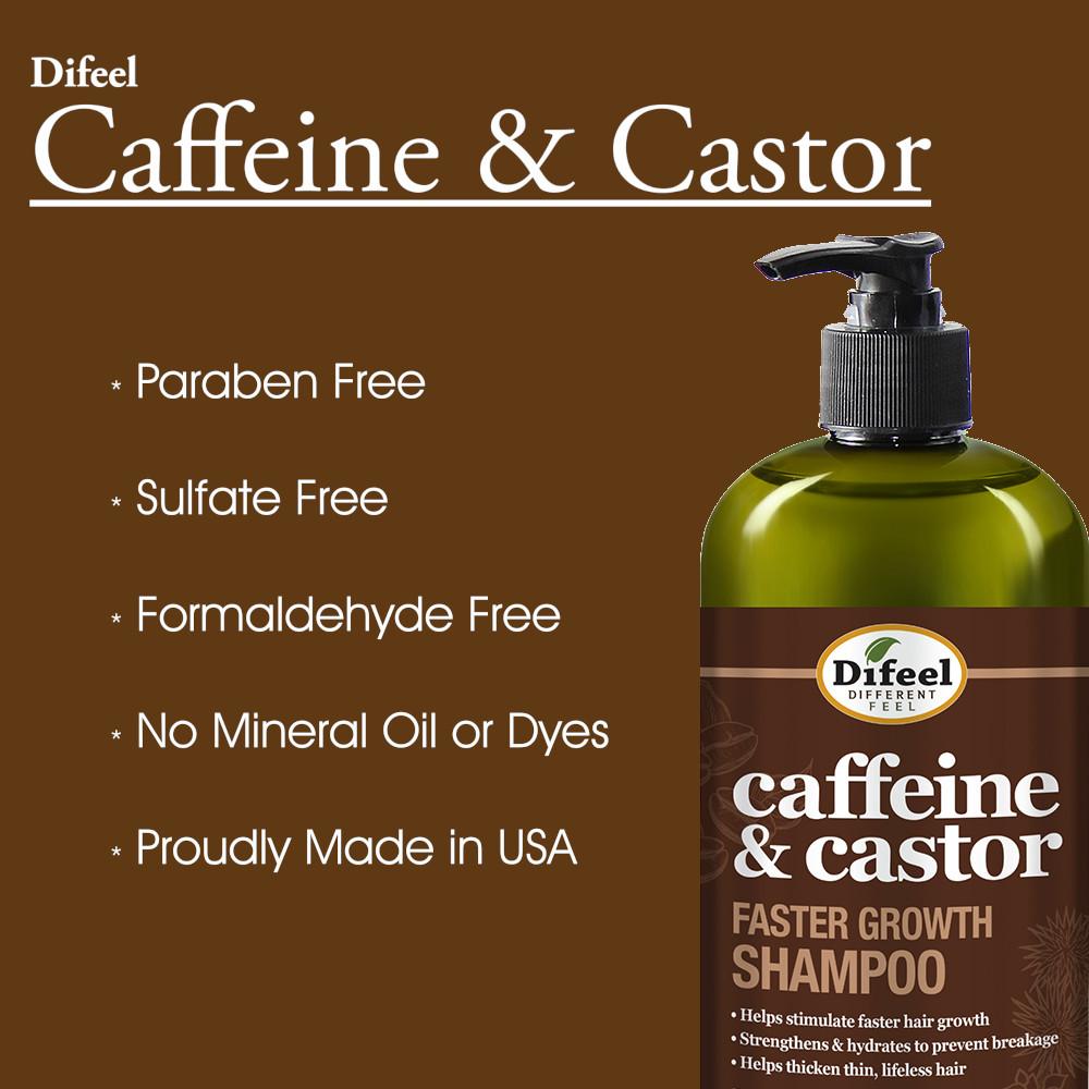 Difeel 3-PC Caffeine & Castor Shampoo, Conditioner & Hair Oil for Faster Hair Growth - with 33.8 oz. Shampoo, 33.8 oz. Conditioner & 7.78 oz. Hair Oil by difeel - find your natural beauty