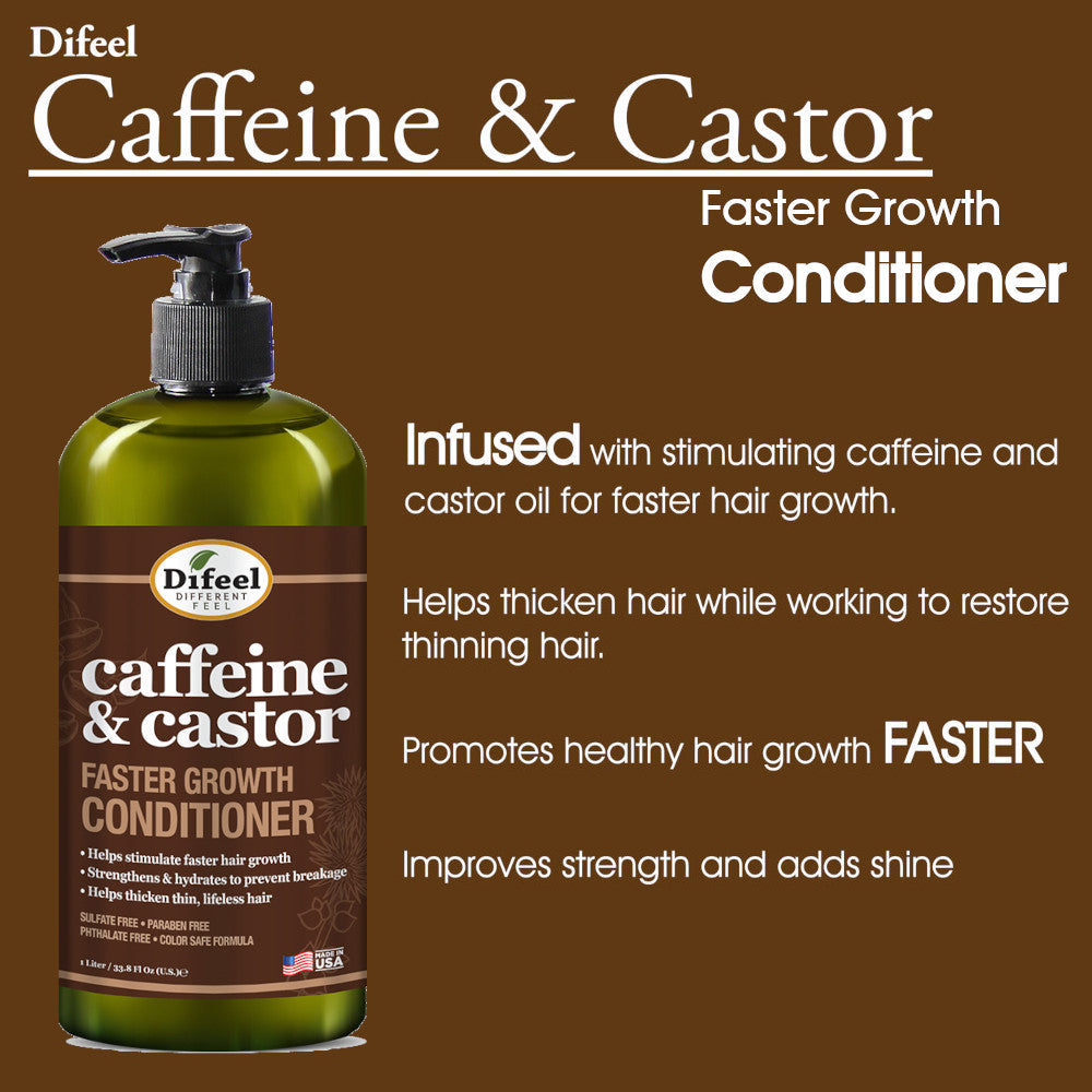 Difeel Caffeine & Castor Conditioner for Faster Hair Growth 33.8 oz. by difeel - find your natural beauty