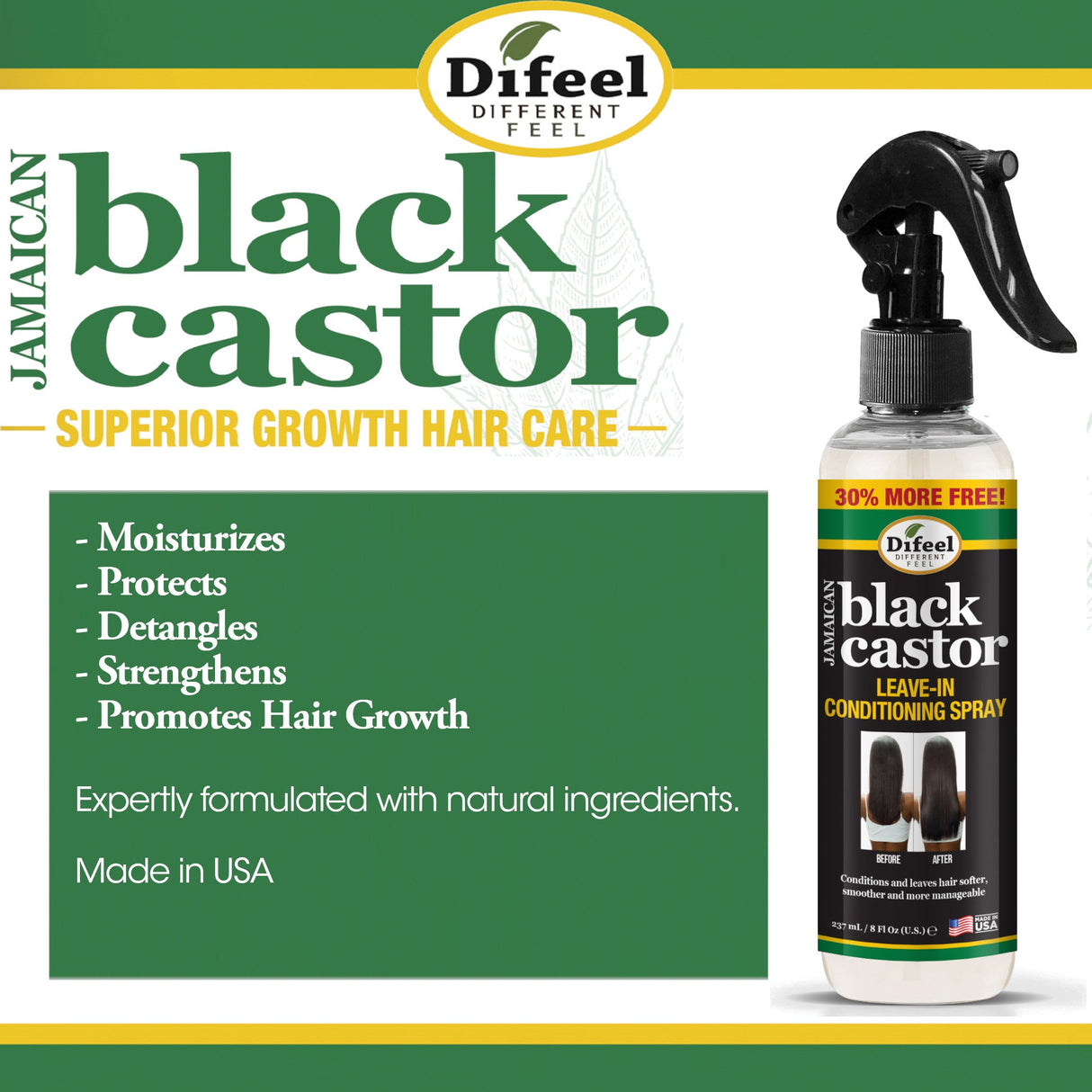 Difeel Jamaican Black Castor Leave-in Conditioning Spray 8 oz. - Large Bottle by difeel - find your natural beauty