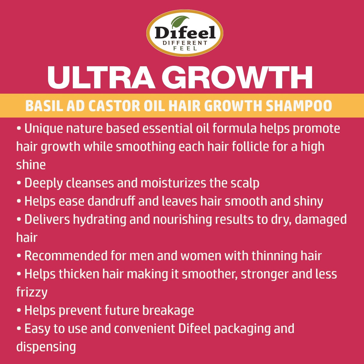 Difeel Ultra Growth Basil & Castor Oil Pro Growth Shampoo 12 oz by difeel - find your natural beauty