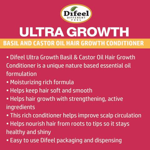 Difeel Ultra Growth with Basil & Castor Oil- Large 33.8oz Shampoo, 33.8oz Conditioner AND 8oz Hair Oil by difeel - find your natural beauty