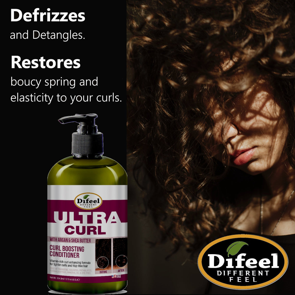 Difeel Ultra Curl with Argan & Shea Butter - Curl Boosting Conditioner 12 oz. by difeel - find your natural beauty