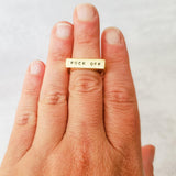 FUUUUUCK Gold Plated Flat Top Ring by Salt and Sparkle