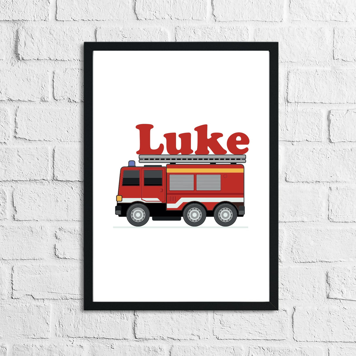 Personalised Fire Engine Name Children's Room Wall Decor Print by WinsterCreations™ Official Store