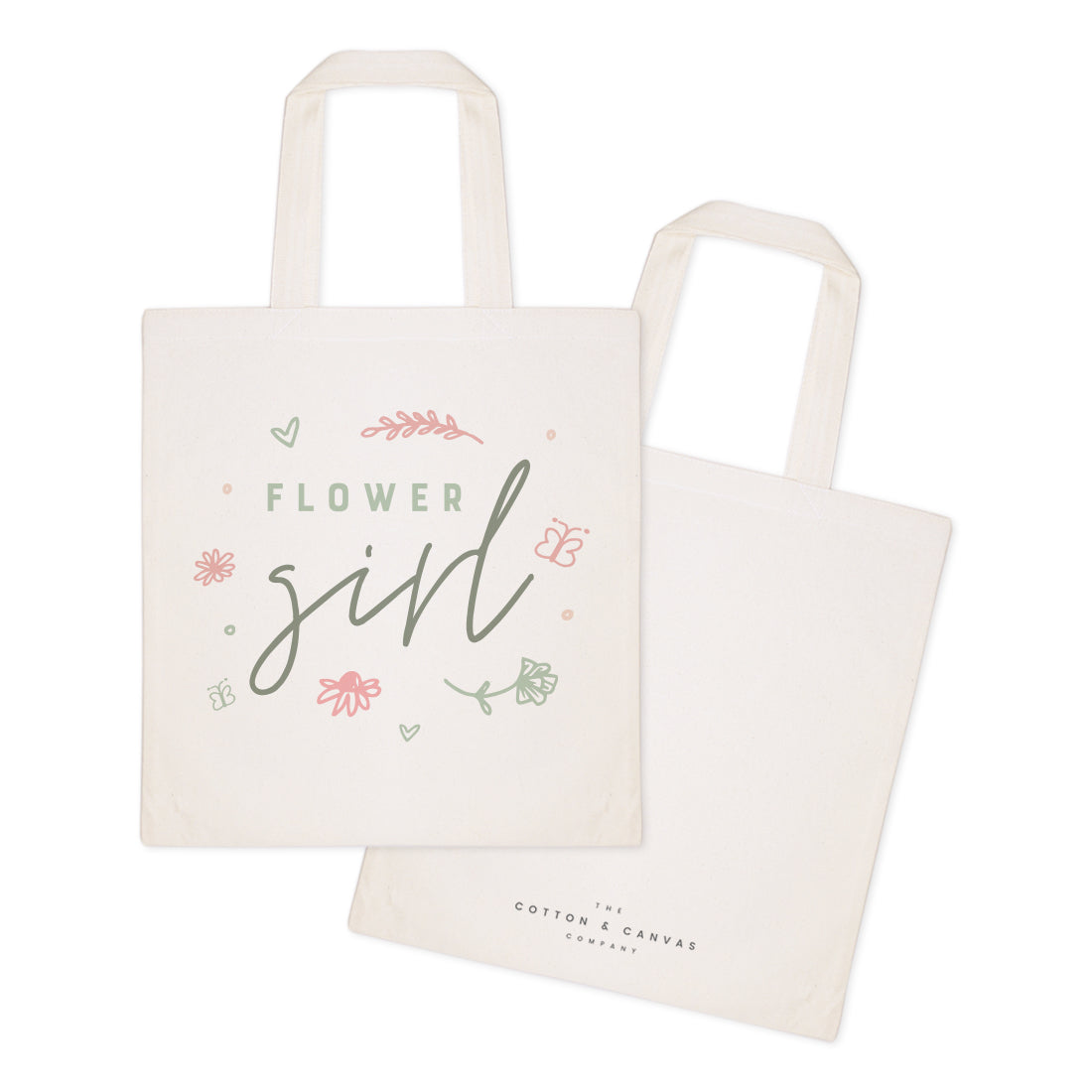 Floral Flower Girl Wedding Cotton Canvas Tote Bag by The Cotton & Canvas Co.