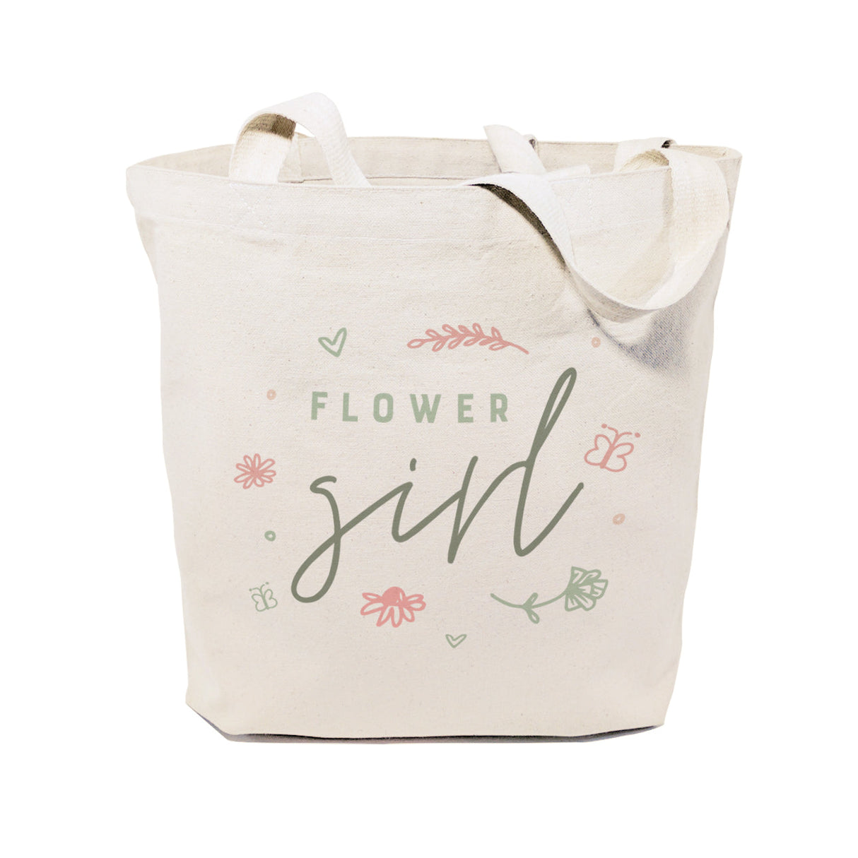 Floral Flower Girl Wedding Cotton Canvas Tote Bag by The Cotton & Canvas Co.