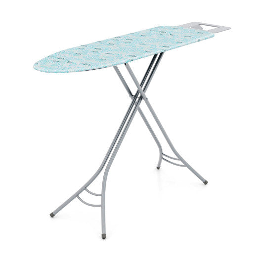 Foldable Ironing Board with Iron Rest and Adjustable Height-Turquoise