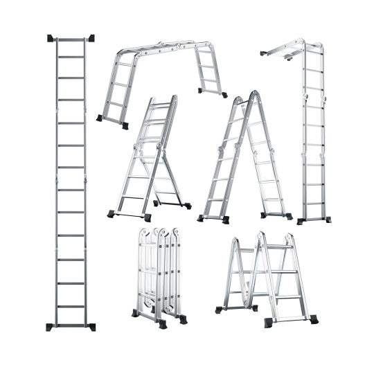 7-in-1 Folding Aluminum Ladder with Anti-Skid Pedal