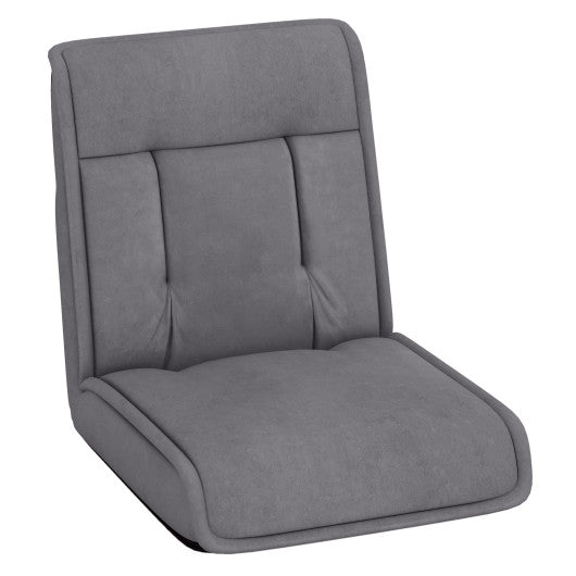 Folding Floor Chair Convertible Lazy Chair with 14-Poistion Adjustable Backrest-Gray