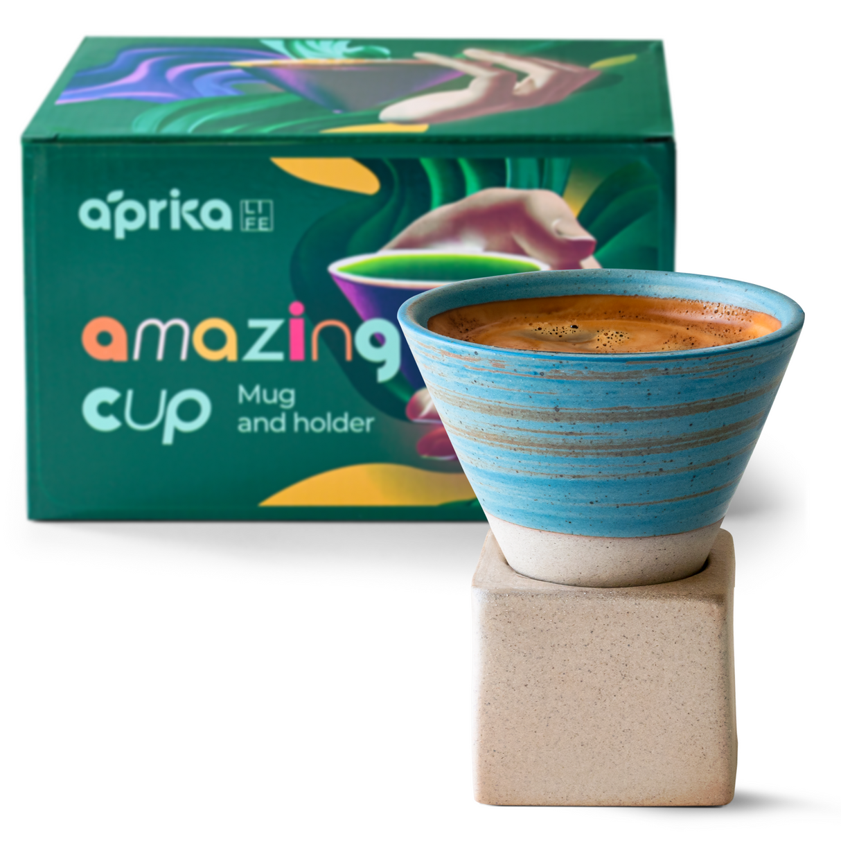 Blue Coffee Mug with Base - 6.8 oz/200ml by Aprika Life