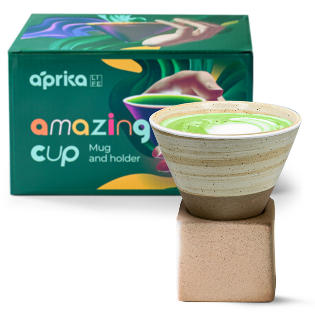Brown Coffee Mug with Base - 6.8 oz/200ml by Aprika Life