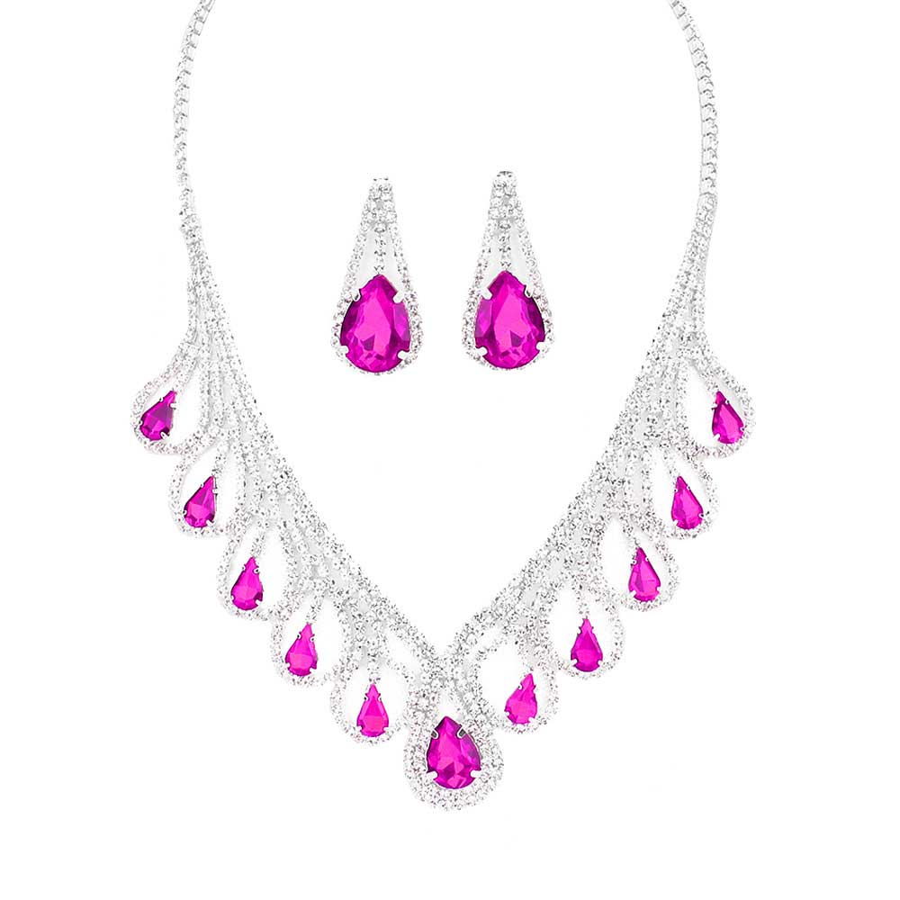 Teardrop Crystal Rhinestone Collar Necklace by Madeline Love