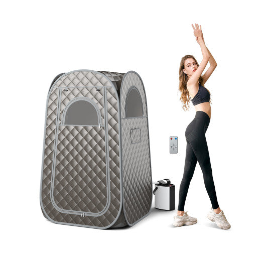 Full-Body Personal Sauna Tent with 1000W 3L Steam Generator for Home Spa Relaxation-Gray