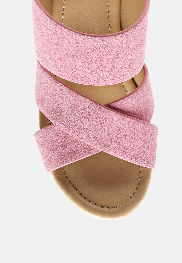 gerd block heeled suede slip-on sandal by London Rag