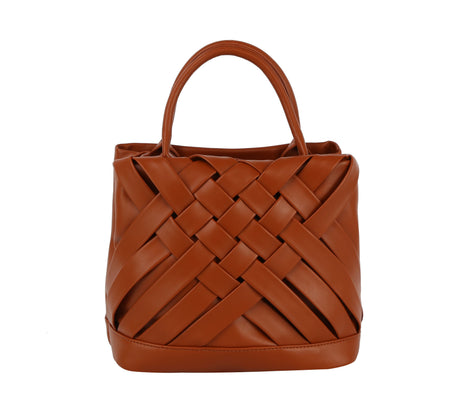 Woven detailed top handle small tote bag by hfstylish