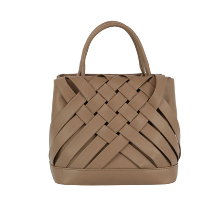 Woven detailed top handle small tote bag by hfstylish