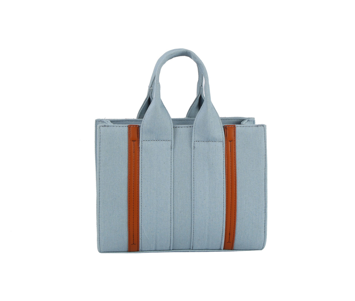 Vegan leather detailed denim tote by hfstylish