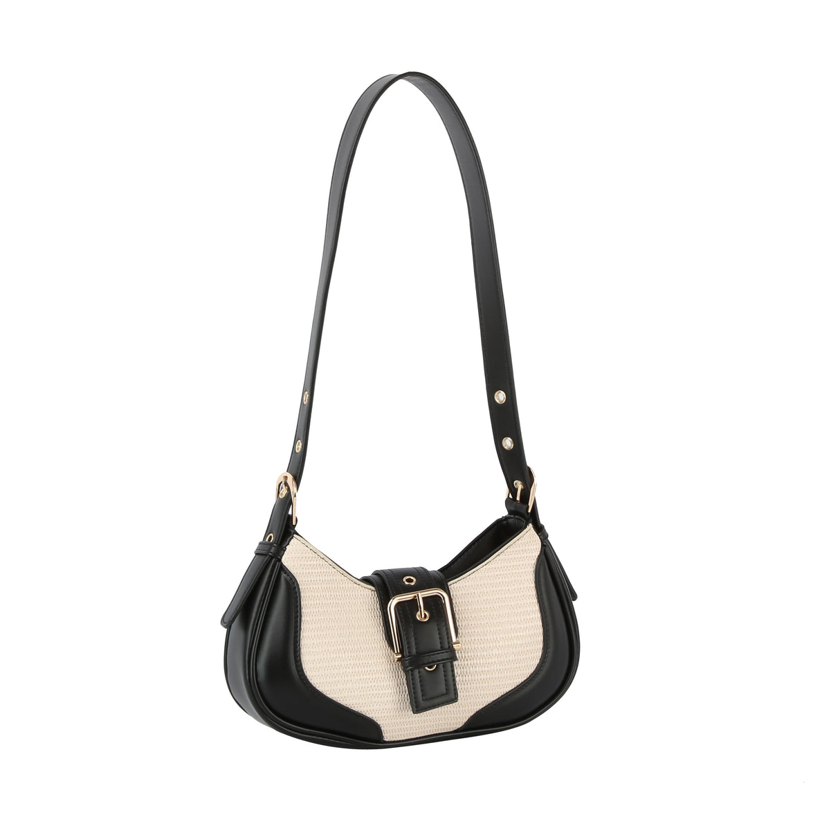 Y2K buckle detailed two tone shoulder bag by hfstylish