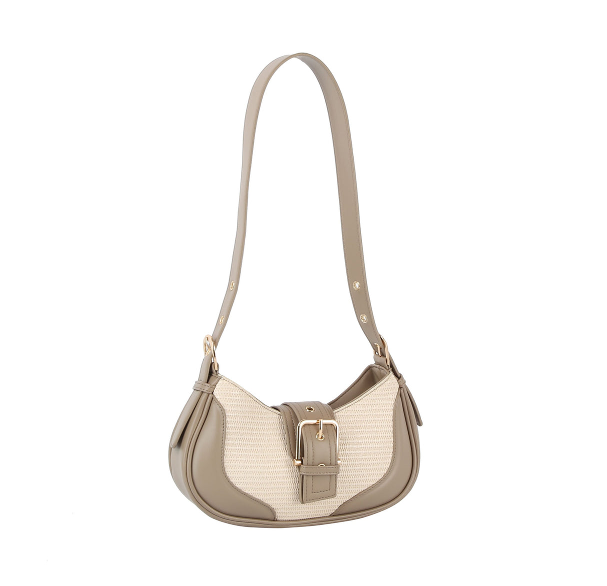 Y2K buckle detailed two tone shoulder bag by hfstylish