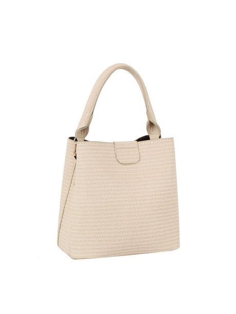 Textured multiple compartments tote by hfstylish