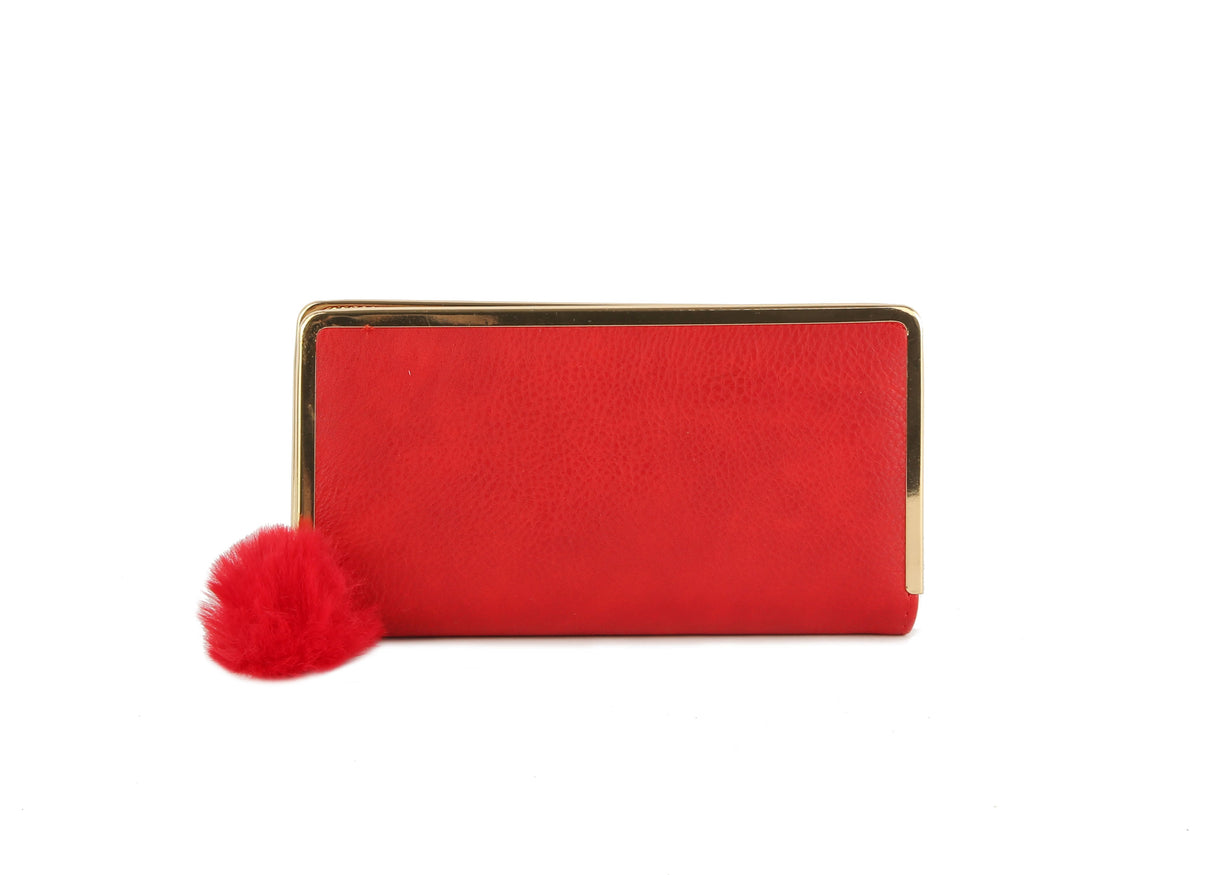 Women's Vegan Leather Wallet with Pom Pom Zipper by hfstylish