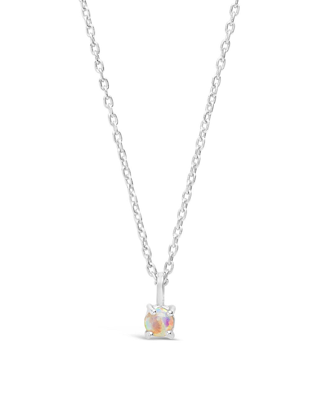 Sterling Silver Mini Opal Pendant Necklace by Sterling Forever