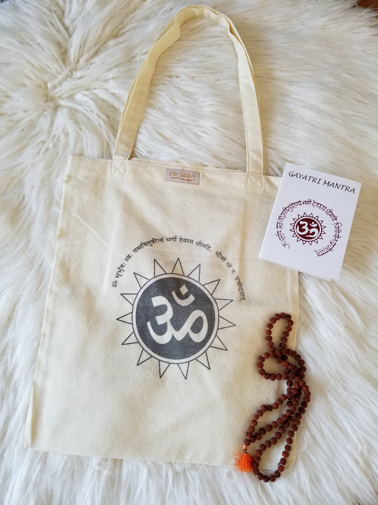 Gayatri Mantra Book Tote Bag by OMSutra