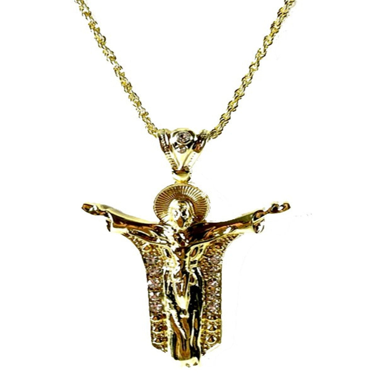 Studded Christ Pendant Necklace by BeyondEnvy