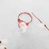 Giant Herkimer Diamond Wire Wrapped Ring by Salt and Sparkle