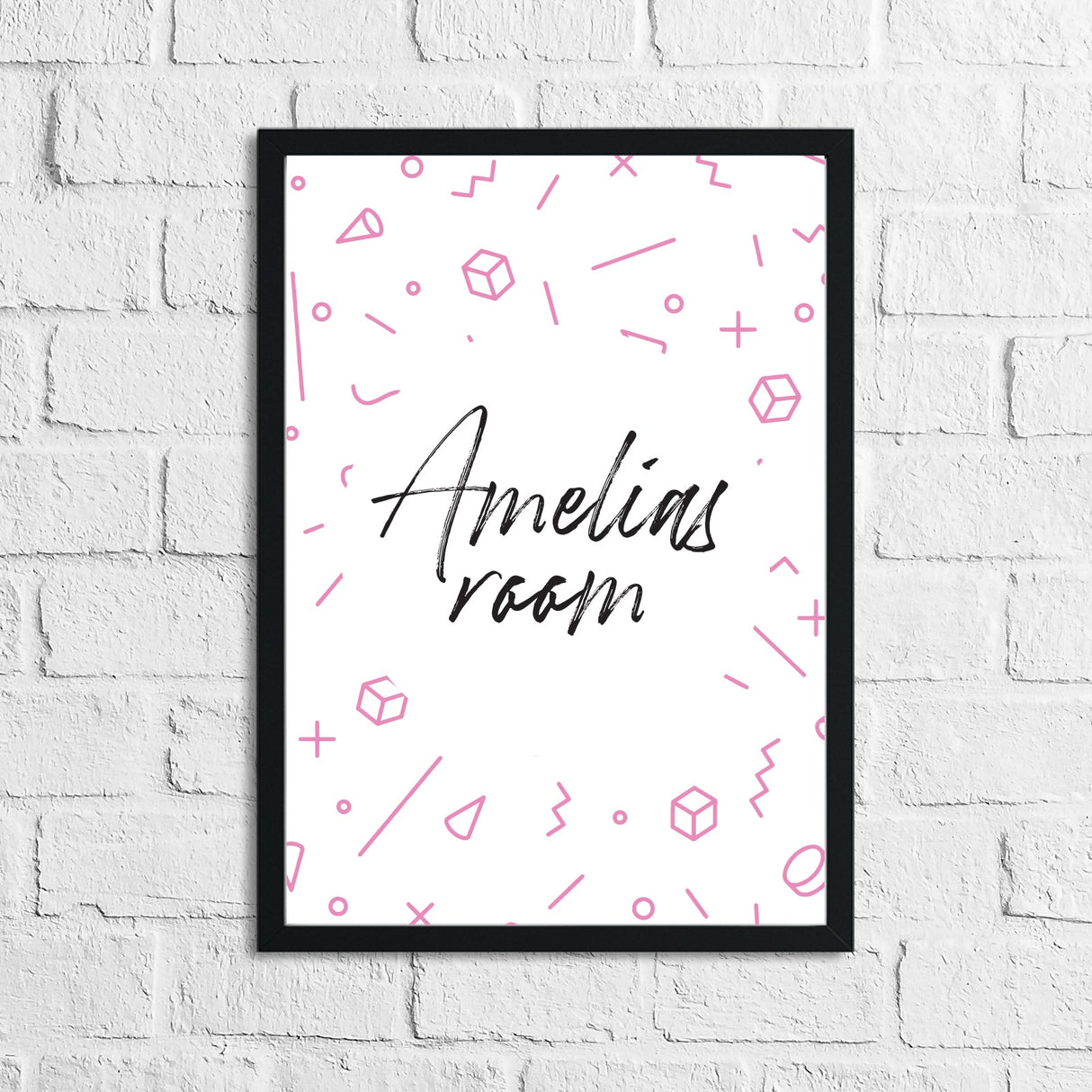 Personalised Pink Geometric Children's Room Wall Decor Print by WinsterCreations™ Official Store