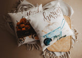 Give Thanks | Pumpkin Wagon Pillow | Farmhouse Pillows | Country Decor | Fall Throw Pillows | Cute Throw Pillow | Gift for her by UniikPillows