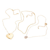 3PCS Stone Embellished Smile Metal Heart Pendant Necklaces by Madeline Love