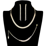 3PCS Rhinestone Crystal Fringe Necklace Jewelry Set by Madeline Love