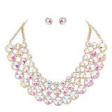 Crystal Pave Trim Round Evening Necklace Earring Set by Madeline Love