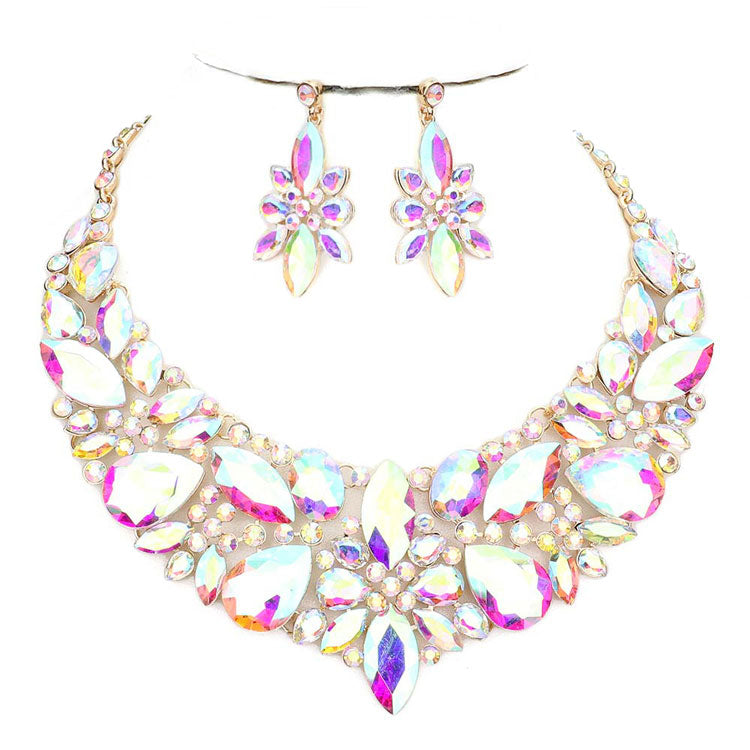 Elegant Multi Stone Evening Necklace Earrings Set by Madeline Love