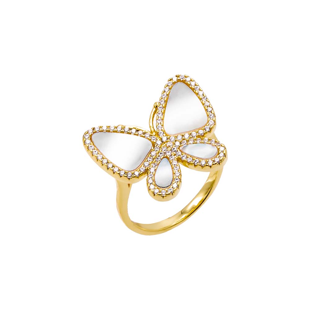 Pave Outlined Stone Butterfly Ring by By Adina Eden