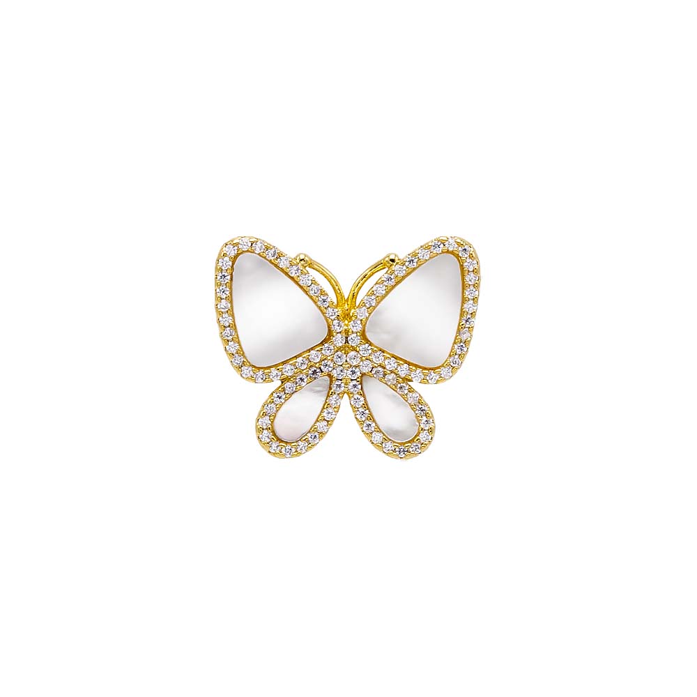 Pave Outlined Stone Butterfly Ring by By Adina Eden