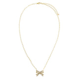 Pave X Baguette Mini Bow Tie Link Necklace by By Adina Eden