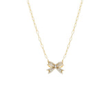 Pave X Baguette Mini Bow Tie Link Necklace by By Adina Eden